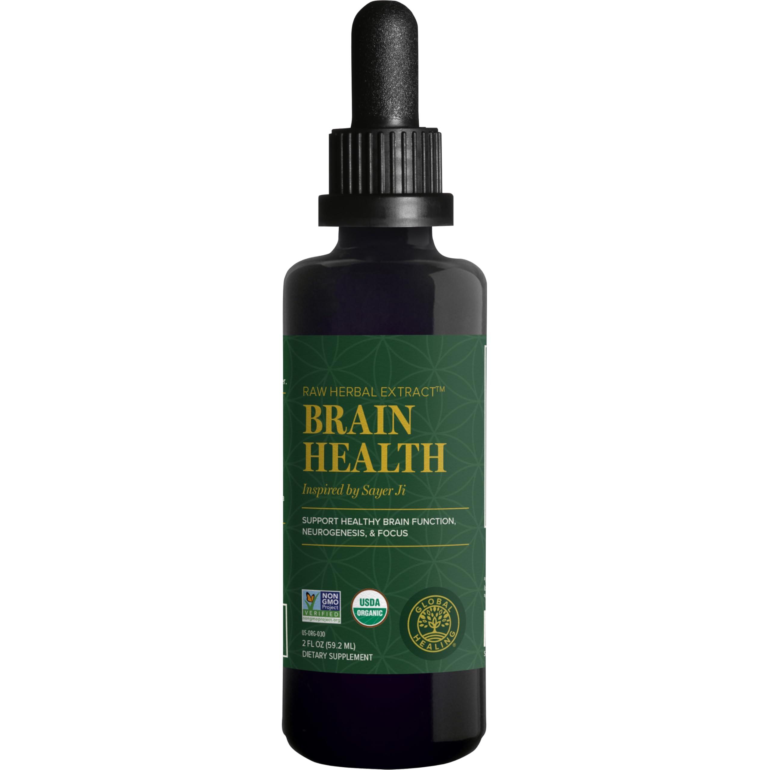 Global Healing Center Global Healing Center Brain Health - USDA Organic Brain Supplements for Memory & Focus - Nootropics Supplement to Combat Mental Fog, Advanced Focus Factor for Adults Extra Strength - 2 Fl Oz