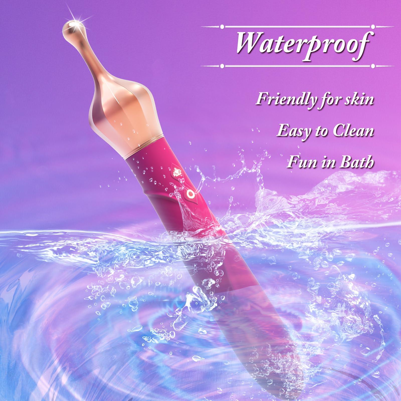 Bomiso 4 in 1 Foot Massager Vibraters Massager Quiet for Portable 10 Frequencies Mini Massager Waterproof Rechargeable Cable Couples Gift,Red