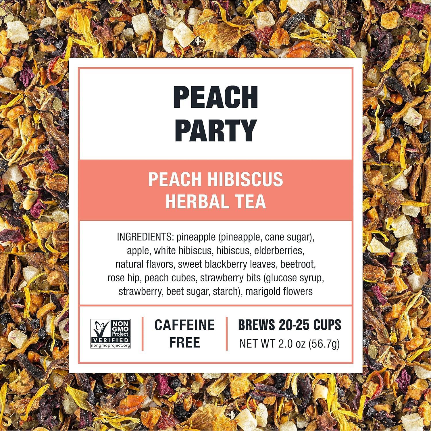 Tiesta Tea Tiesta Tea - Peach Party | Peach Hibiscus Herbal Tea | Premium Loose Leaf Tea Blend | Non-Caffeinated Fruit Tea | Make Hot or Iced & Up to 25 Cups | Made w/Natural Ingredients - 2oz Resealable Pouch