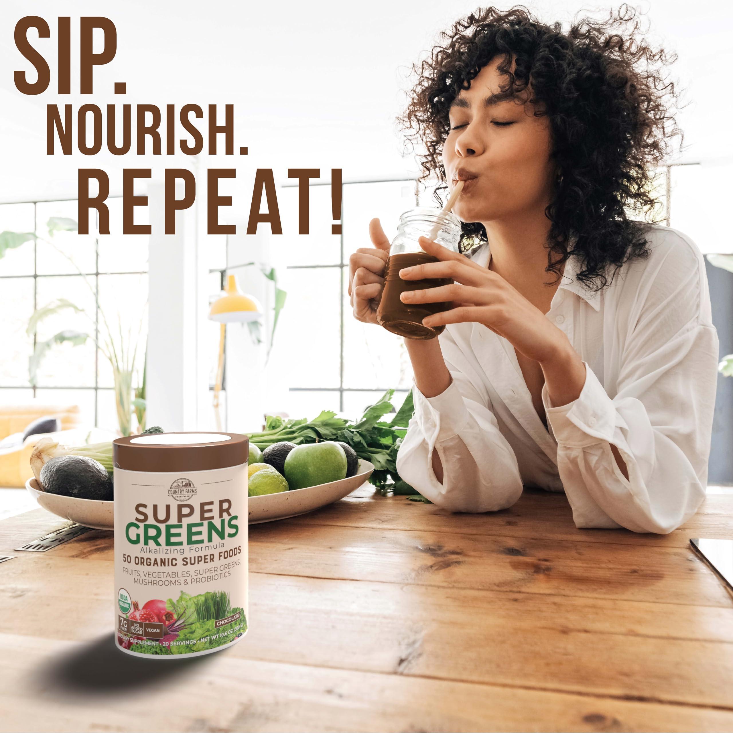 Purely Inspired Purely Inspired Organic Protein Powder and Country Farms Super Greens Drink Mix Bundle (16+20 Servings)