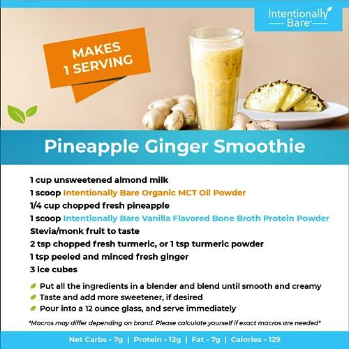 Intentionally Bare Intentionally Bare Bone Broth Organic Protein Powder Vanilla - Grass Fed Vanilla Protein with Collagen Types 1 2 & 3 - Keto Collagen Powder - Vanilla Collagen Powder for Joints & Gut - 20 Servings