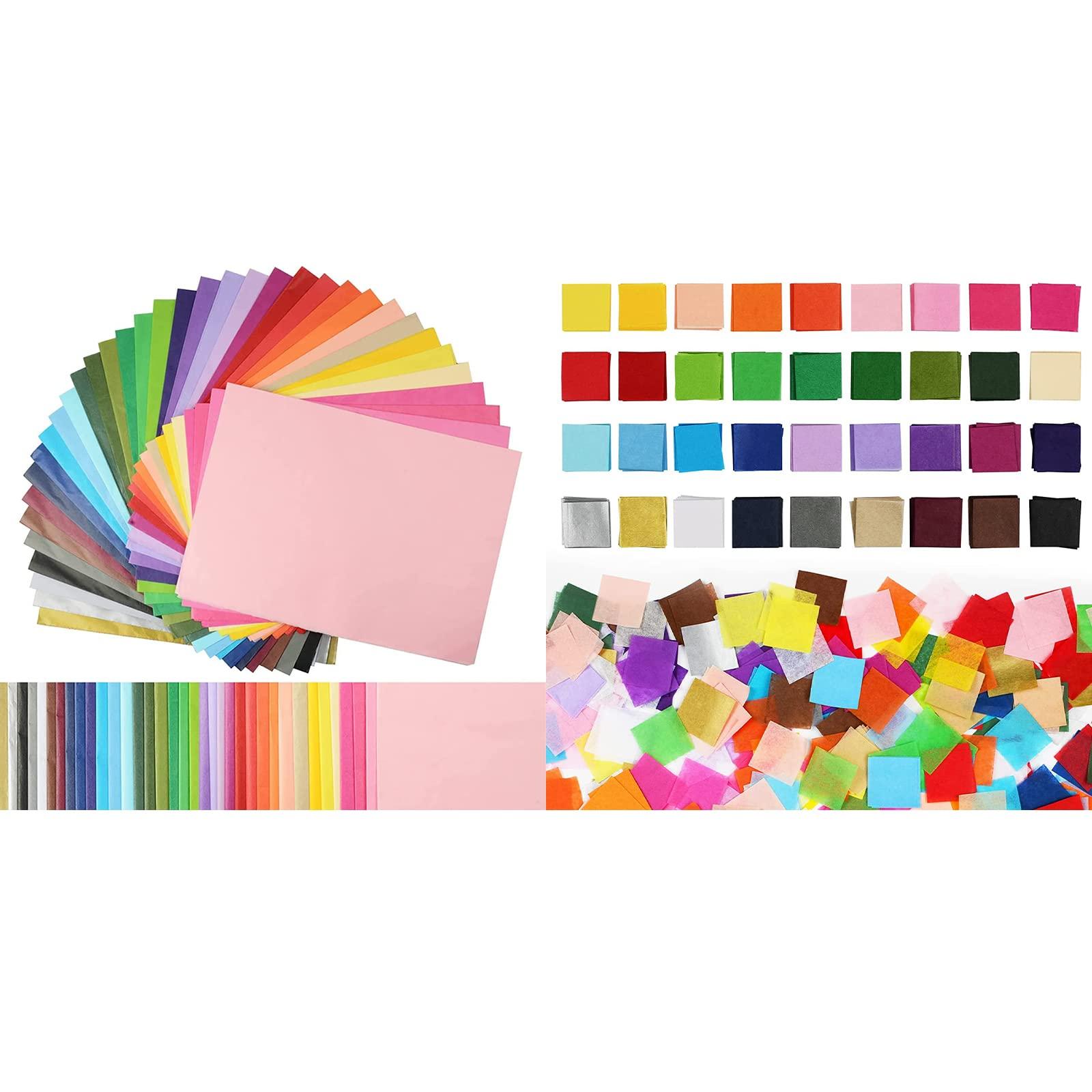 Simetufy 5760 Sheets Tissue Paper Bulk (2 Size) - 5400 Sheets 1 Inch Tissue Paper Square for Crafts & 360 Sheets A4 Tissue Paper, Colored Tissue Paper for Gift Wrapping