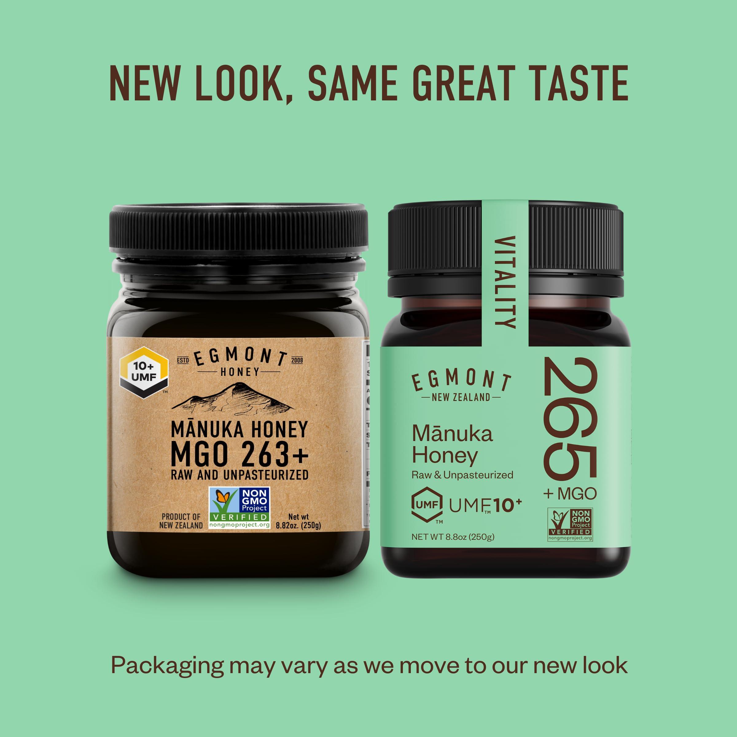 Egmont Honey Egmont Honey Raw Manuka Honey MGO 263+ UMF 10+ 8.8oz(250g) NON-GMO, Kosher, Recycled plastic jar, Traceable 100% Pure Authentic New Zealand Honey, UMF & MGO Certified