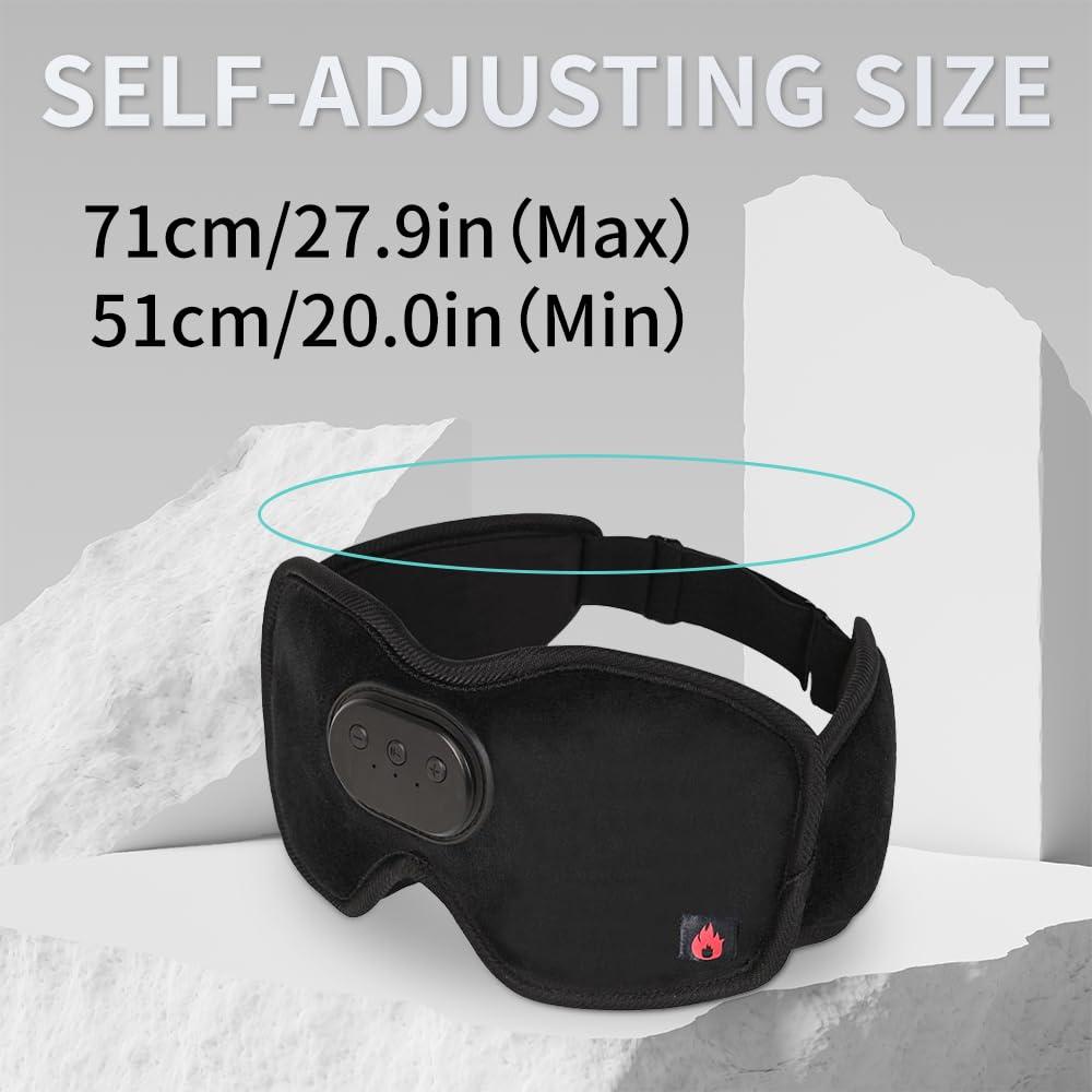 SYPVRY Heated Eye Mask with Bluetooth Headphones SYPVRY Wireless Sleep Eye Mask Headphones for Sleeping with Temperature & Timer Control, Warm Eye Compress USB Heated Mask for Dry Eyes Style, Black