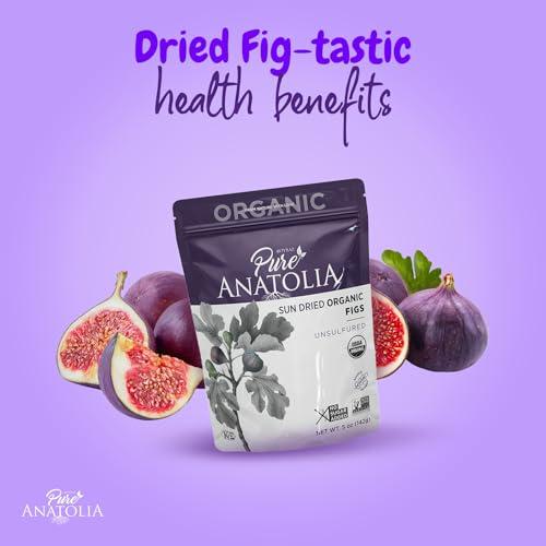 Boyraz Pure Anatolia 100% Organic Turkish Sun Dried Figs by Pure Anatolia - Non GMO, No Sugar Added, Sulfur Free, Kosher - Healthy Whole Fruit Fiber Snacks - 5 oz Resealable Packs