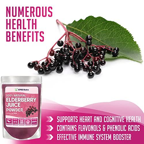 XPRS Nutra XPRS Nutra Elderberry Juice Powder - Elderberry Powder Organic Fruit Juice Mix - Powdered Elderberries Supplement Rich in Vitamins A and C (16 oz)