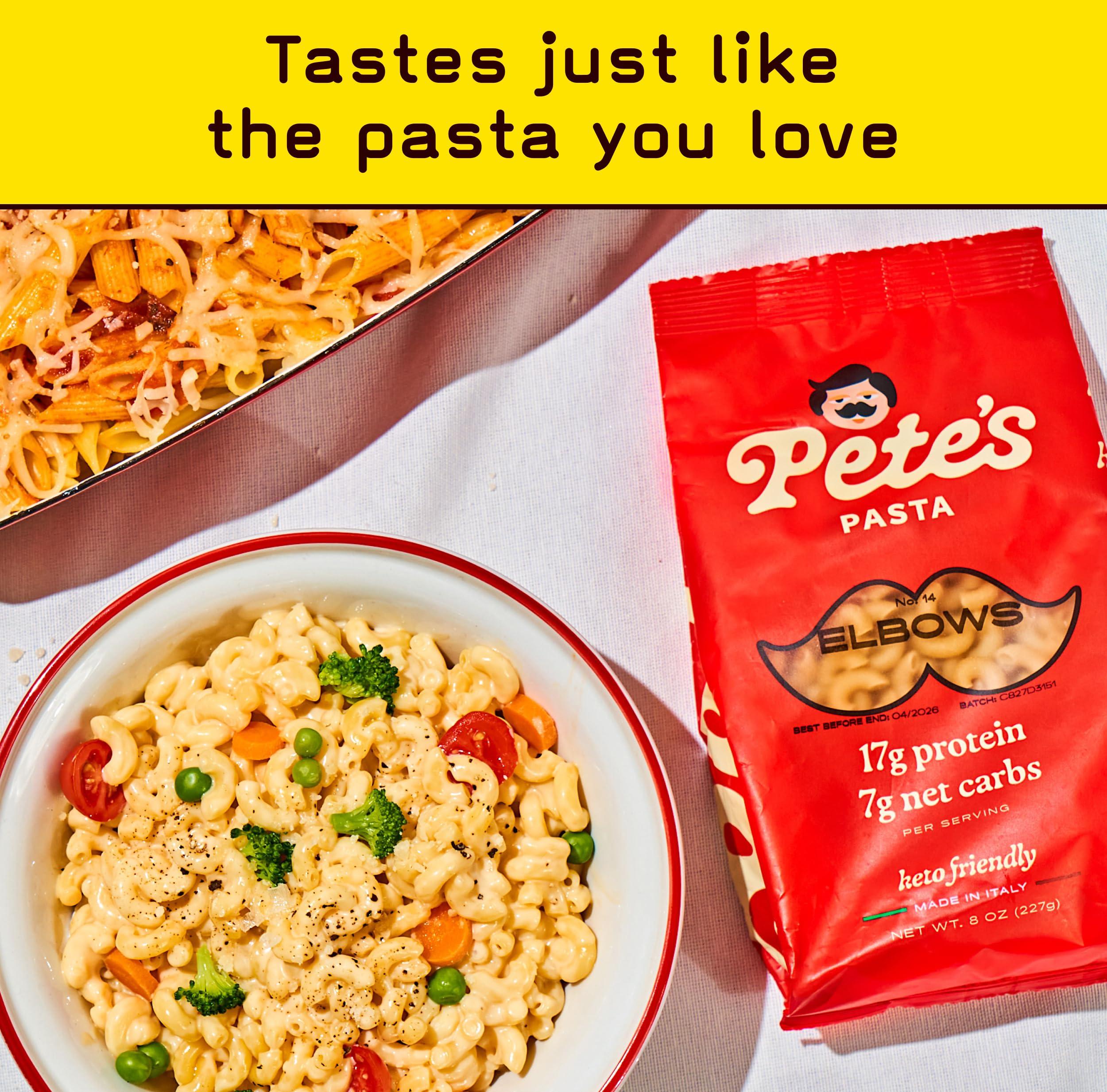 Pete\'s Pasta Pete\'s Pasta 3 Pack Elbow Noodles Pasta 8oz 7g Low Carb Pasta 17g High Protein Pasta Authentic Italian Keto Pasta Noodles Healthy Low Calorie Elbow Pasta Wheat Pasta Imported from Italy
