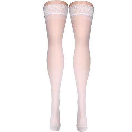 Truform Truform Sheer Compression Stockings, 15-20 mmHg, Women's Thigh High Length, 20 Denier, White, Large