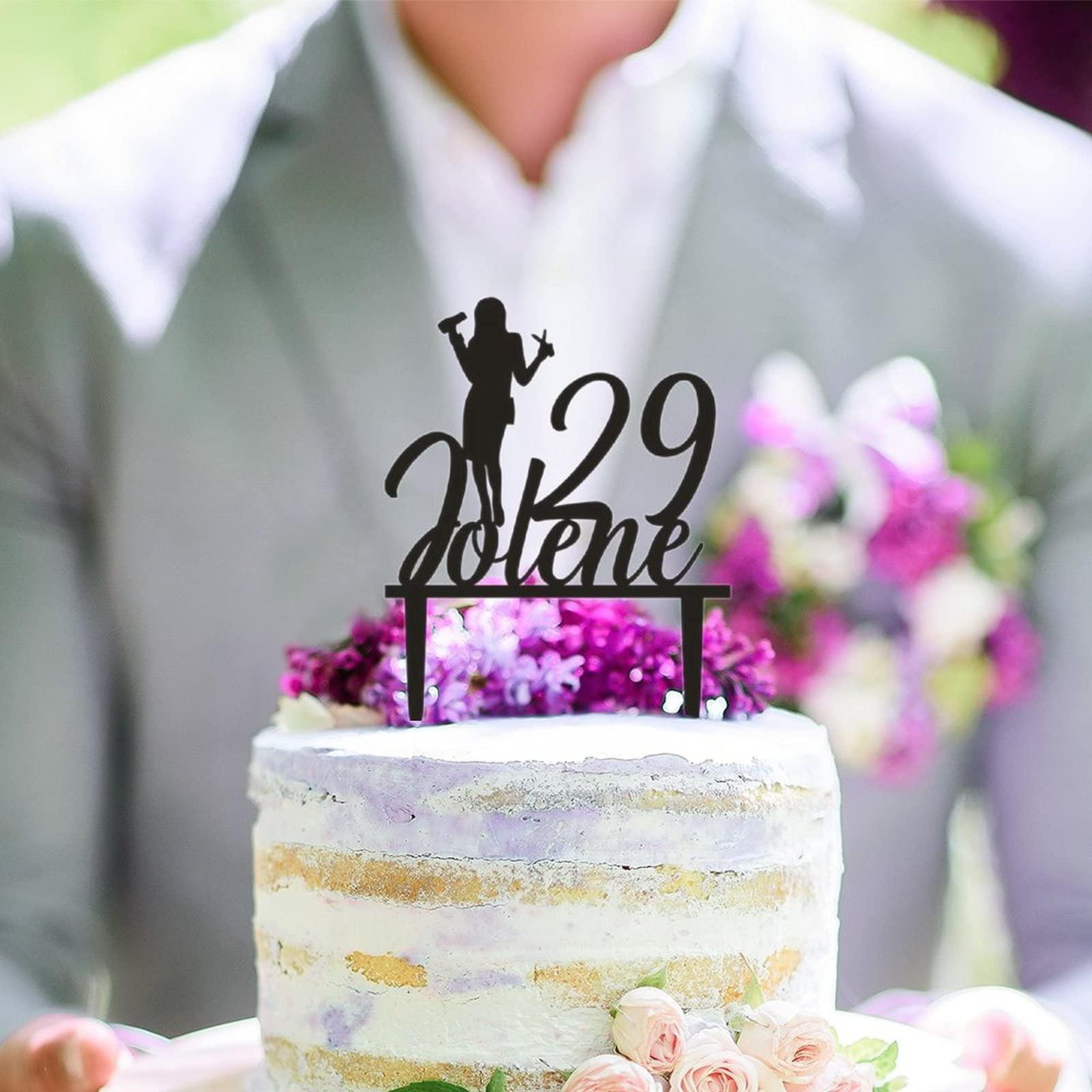 ArogGeld Hairdresser Stylist Cake Topper Personalized Vintage Silhouettes Cake Toppers Customized Birthday Date And Name Cake Topper for Living Room Bedroom Sofa Children or Adults Cake Decoration Supplies