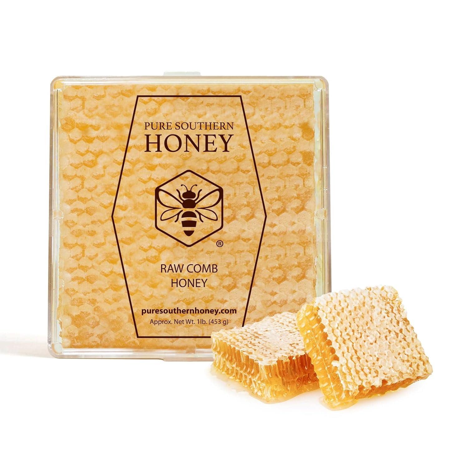Pure Southern Honey Raw Edible Honeycomb Approx. 14 oz. - American Made by Pure Southern Honey