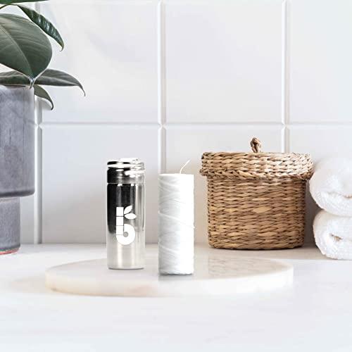 Bambaw Natural Silk Dental Floss | Candelilla Wax Tooth Floss | Natural Dental Tape | Plastic Free Dental Floss | Eco Floss | Stainless Steel Dispenser | Zero Waste Floss | Silk Floss Mint | 55 yd | Bambaw