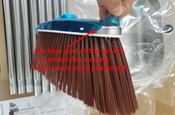 SUTINE Broom and Dustpan Set for Home, 56\" Kitchen Broom with Dustpan Combo Set, Heavy Duty Dustpan with Long Handle, Upright Metal Dust Pan Broom for Sweeping Indoor Outdoor Home Office Lobby Floor