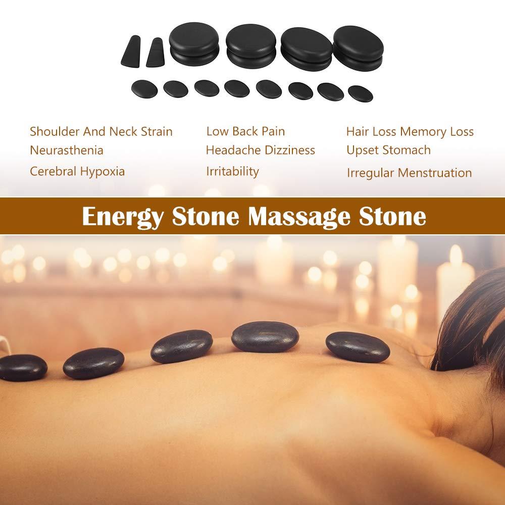 MOUOUSO MOUOUSO Hot Stones Massage Set, 18 Pcs Hot Stones with Warmer, Massage Stones for Professional or Home SPA, Relaxing, Healing