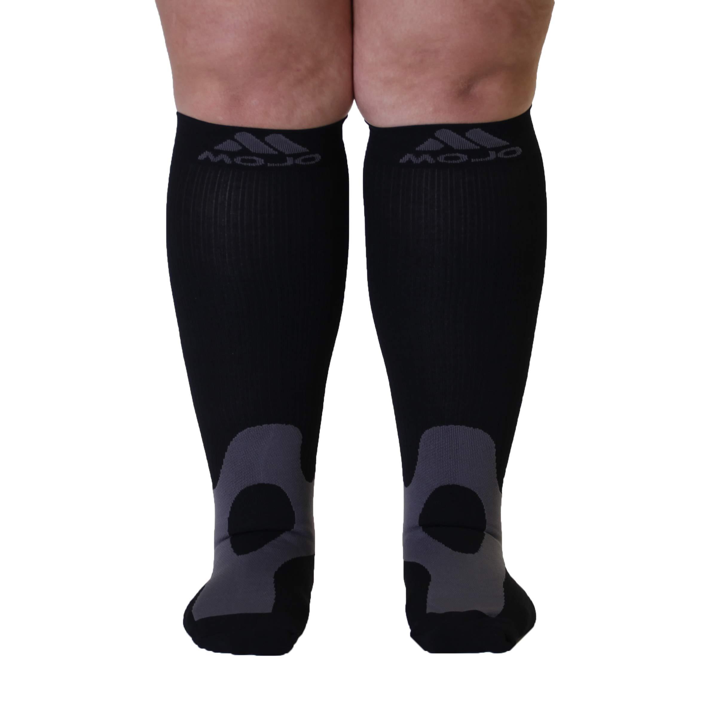 Mojo Compression Socks Compression Socks for Women and Men 20-30mmHg Knee High - Opaque Medical Compression Knee High for Varicose Veins Circulation, Bariatric, Swelling, Lymphedema - Black, Small - A601