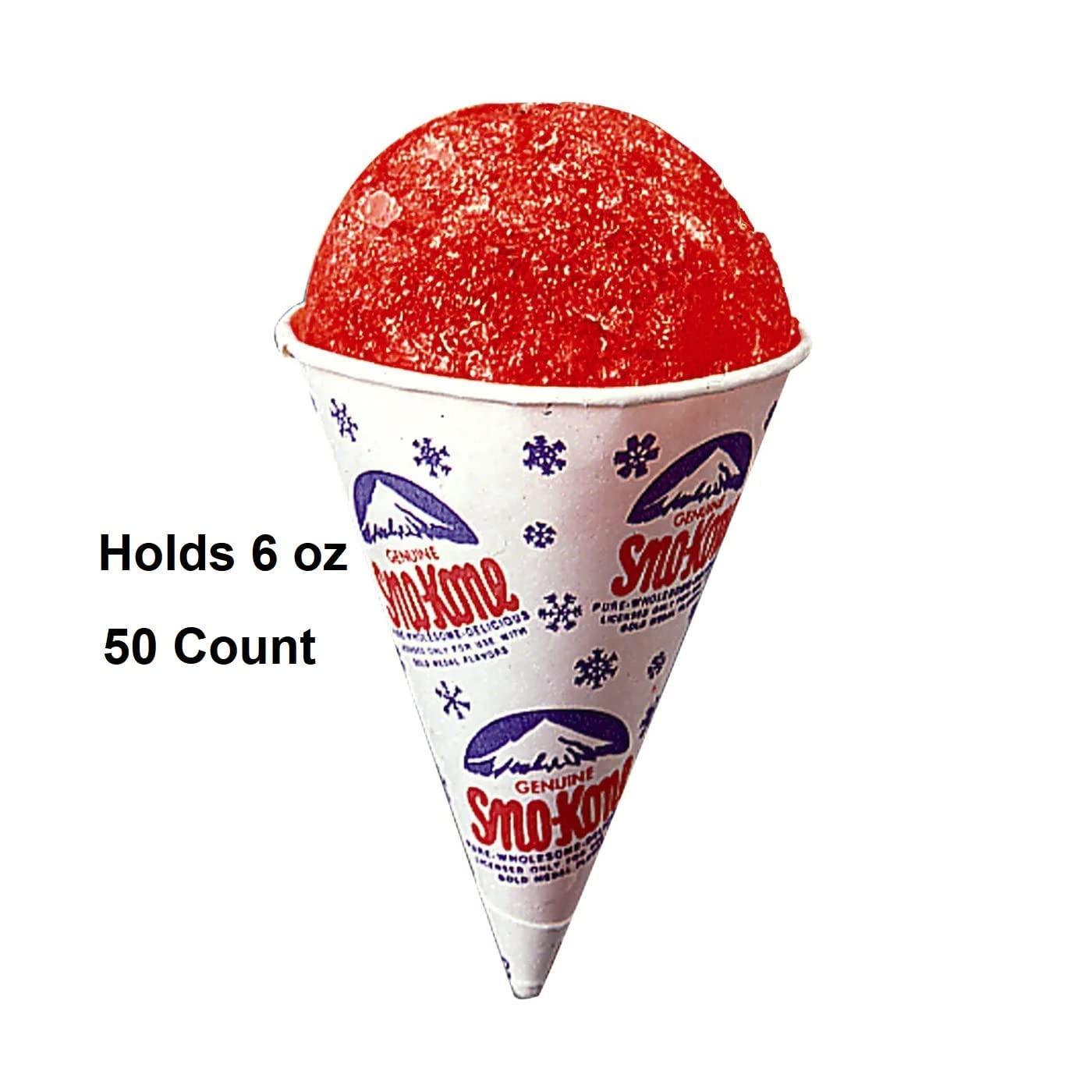 Oasis Supply Snow Cones Cups (Set of 100) - Extra Thick Dry Wax Paper Cone Cups - Snowcone Cups for Shaved Ice, Slushies, & More