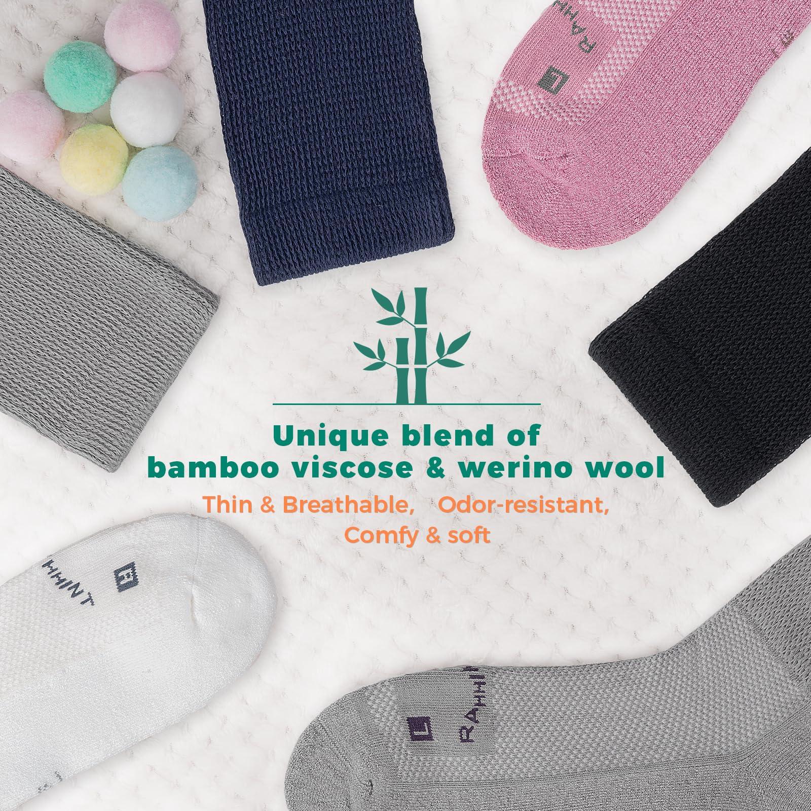 Rahhint Pro Rahhint Pro Extra Wide Merino Wool Diabetic Socks for Men Women, Bamboo Viscose Crew Dress Socks Breathable Soft Loose Fit