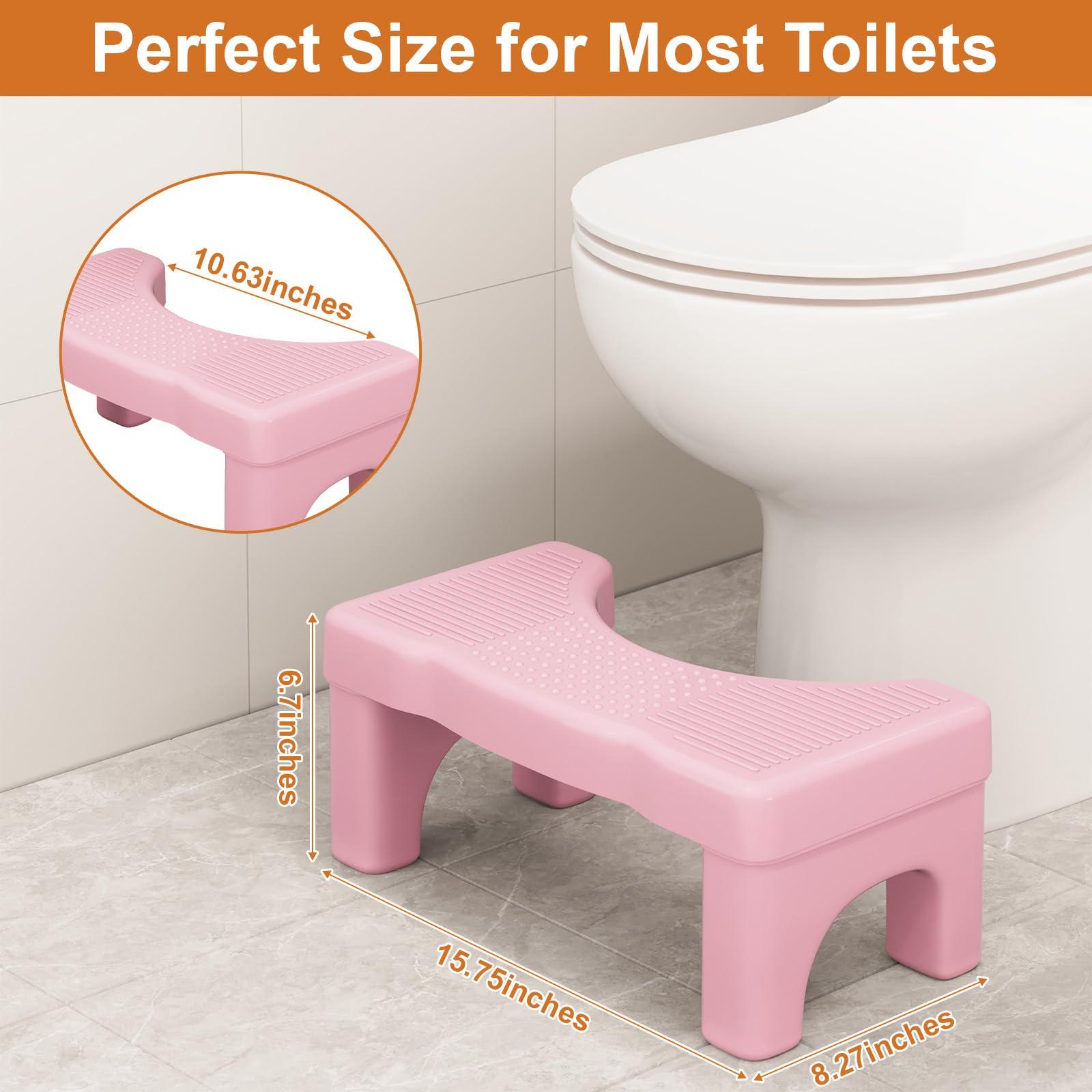 Kzeirm Pink Poop Toilet Stool Squat Adult, 7" Potty Squatting Stool for Adults, Toilet Poop Foot Stool for Bathroom, Plastic Pooping Stools with Non-Slip Designs