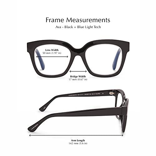 DIFF DIFF Reading glasses for Women, Lightweight Oversized Readers Ava 1.75 designer blue light glasses with magnification, Cream Tortoise