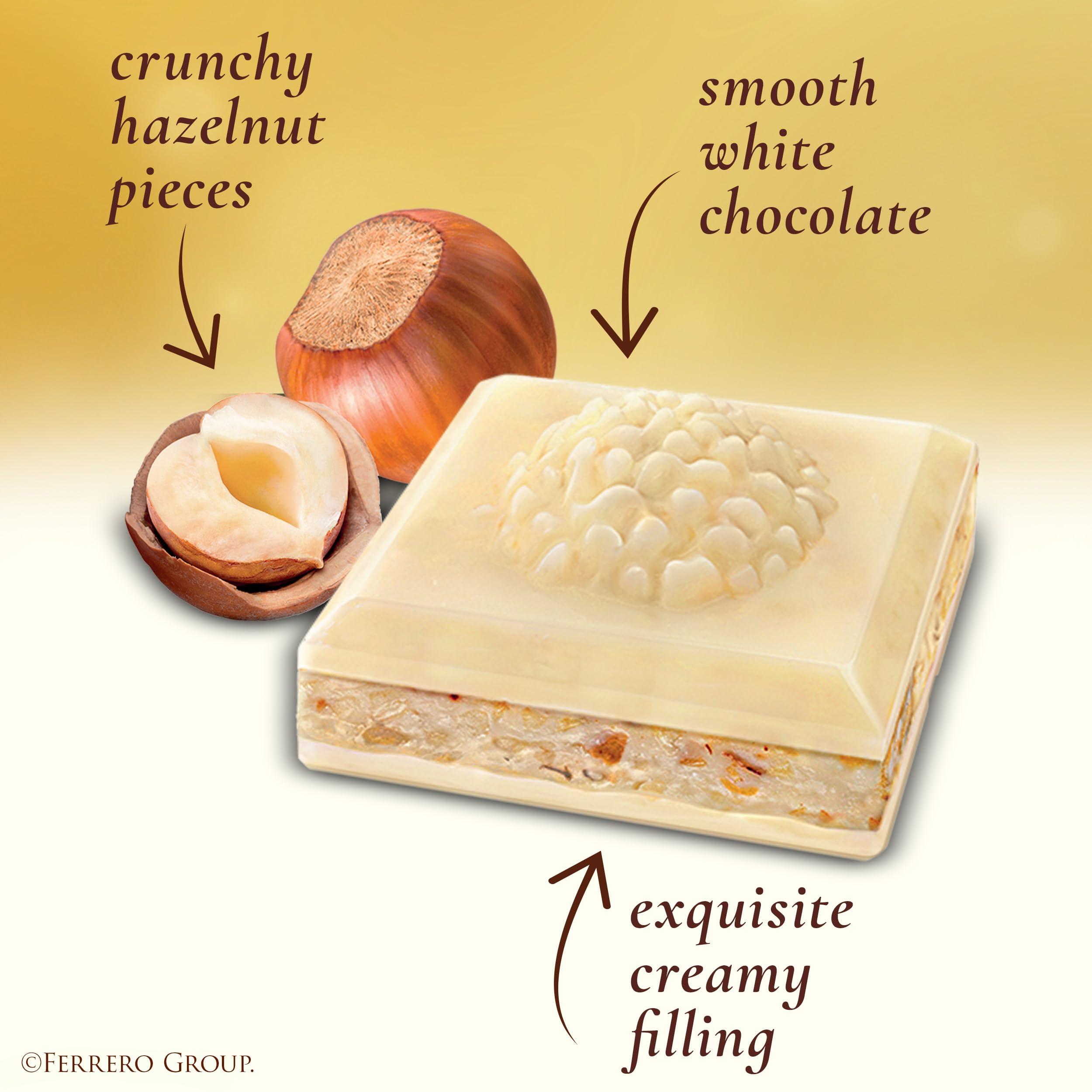 Ferrero Rocher FERRERO ROCHER White Chocolate Tablet with Hazelnut Filling, Creamy & Crunchy Texture, 3.1oz / 90g, Pack of 8 Perfect for Sharing with Family and Friends