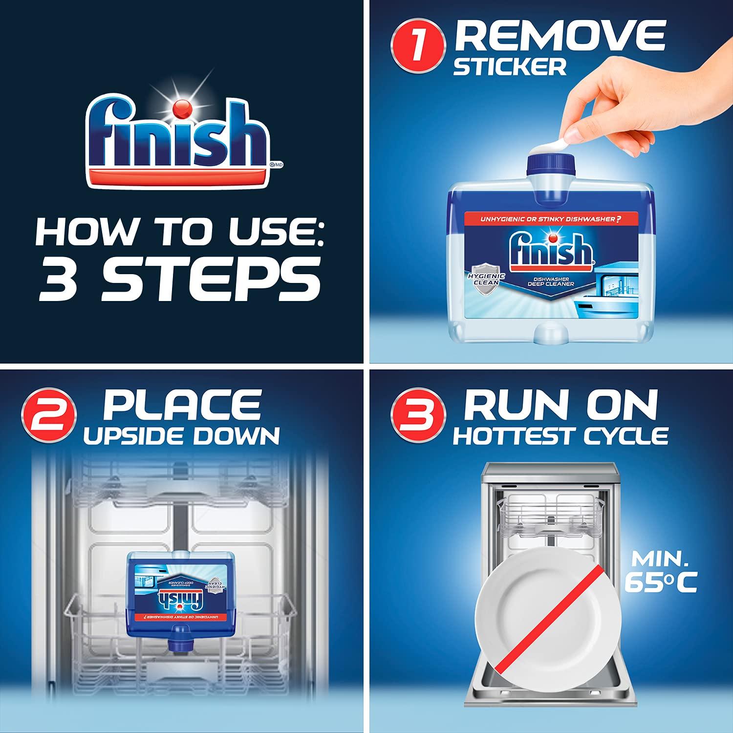 Finish Finish Dual Action Dishwasher Cleaner: Fight Grease & Limescale, Fresh 8.45 Oz (Pack of 4)