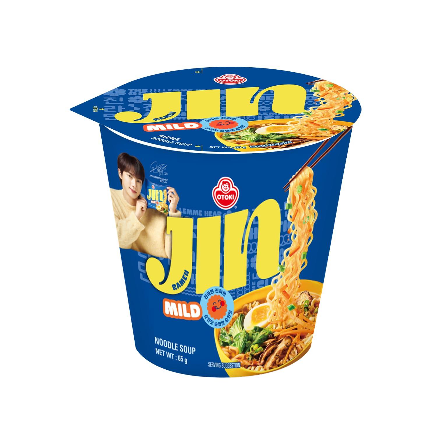 Ottogi [OTTOGI] Jin Ramen Mild, KOREAN STYLE INSTANT CUP NOODLE, Best Tasting Soup and noodles, Traditional Instant ramen noodles (65g) - 6 Pack