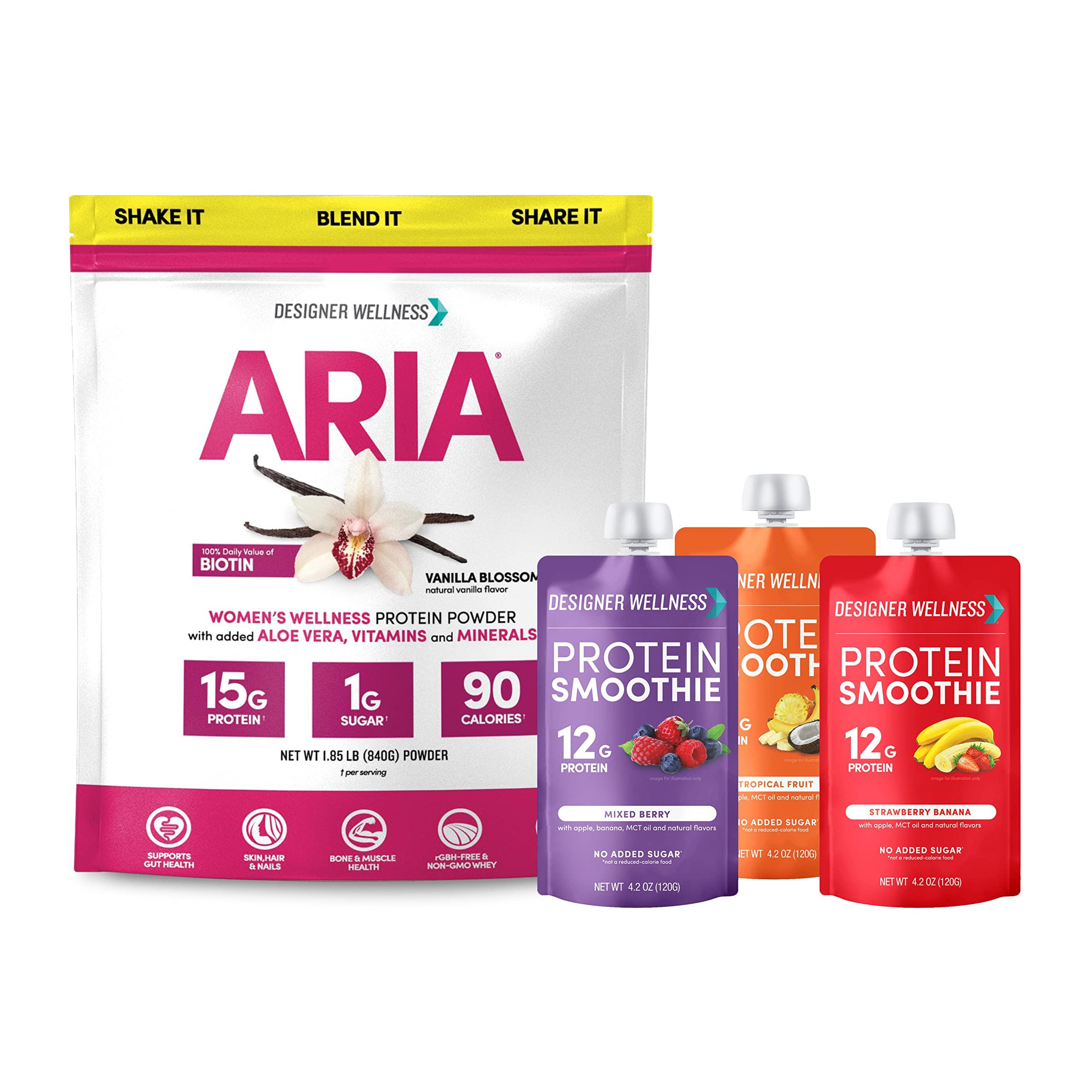 Designer Wellness Designer Wellness Aria Women\'s Wellness Protein Powder Bundled with Protein Smoothies 12 Count Variety Pack