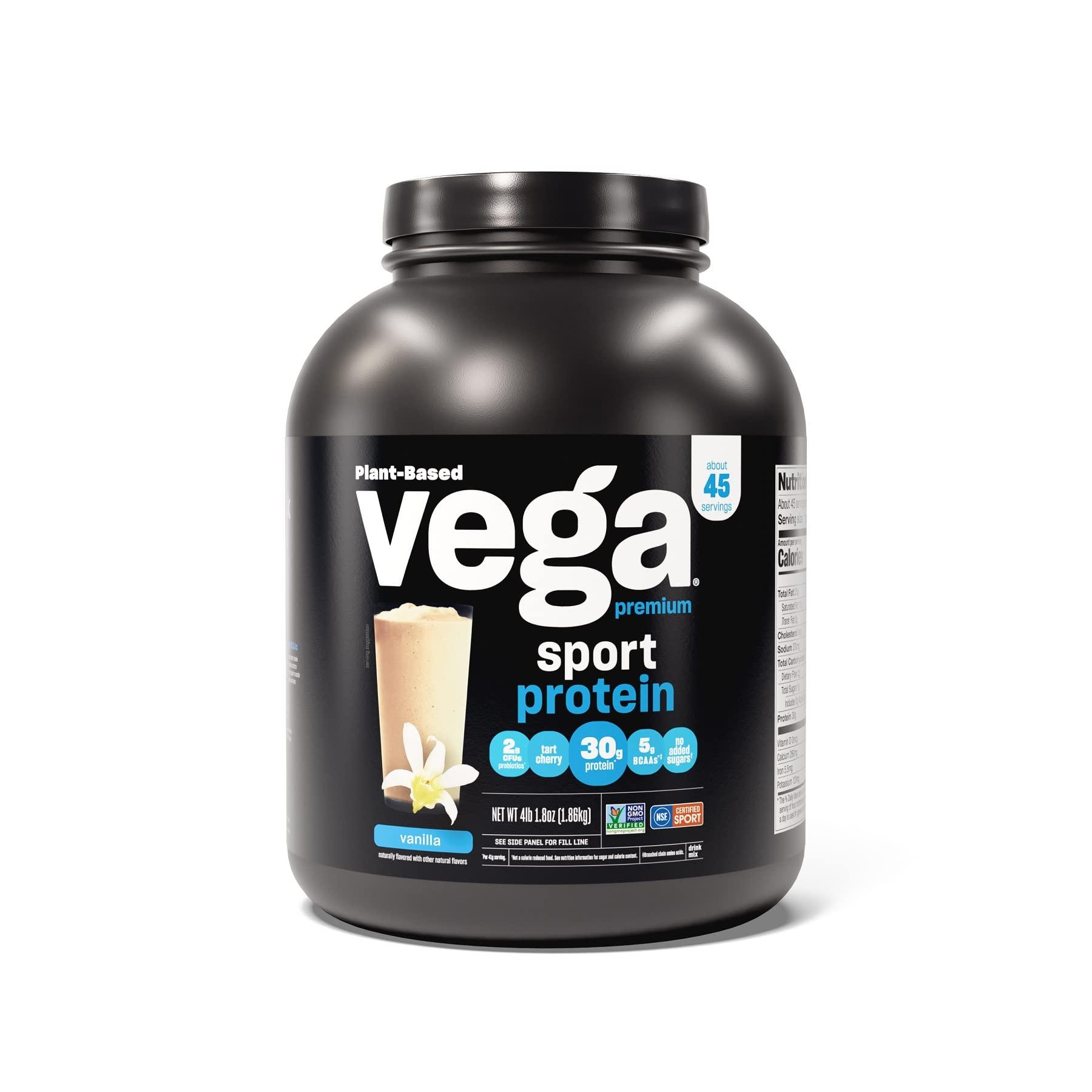 Vega Vega Premium Sport Protein Vanilla Protein Powder, Vegan, Non GMO & Premium Sport Protein Vanilla Protein Powder, Vegan, Non GMO