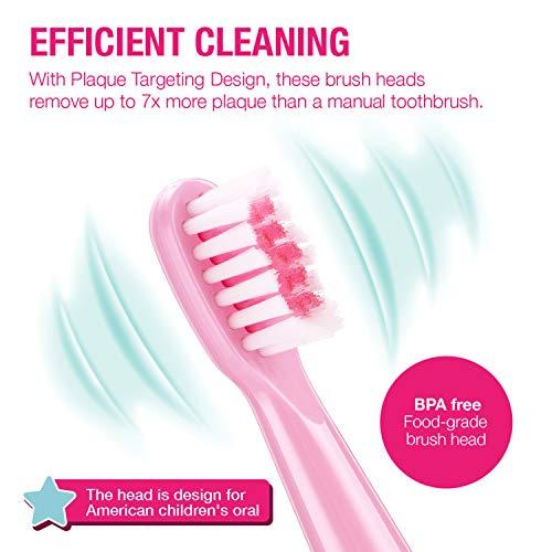 Vekkia Vekkia Kids Electric Toothbrush Replacement Heads - 7X More Plaque Removal, End-Rounded 3D Curved Soft Bristles, Comfortable & Efficient Clean Teeth, Perfect for Kid Small Mouth, Pink (4 Pack)