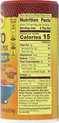 Old El Paso Old El Paso Taco Seasoning, 25% Less Sodium, Large Size, 6.25 oz.