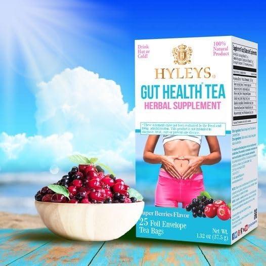 HYLEYS Tea Hyleys Gut Health Super Berries Tea - Natural Digestive Support with Premium Green Tea Blend - 25 Tea Bags