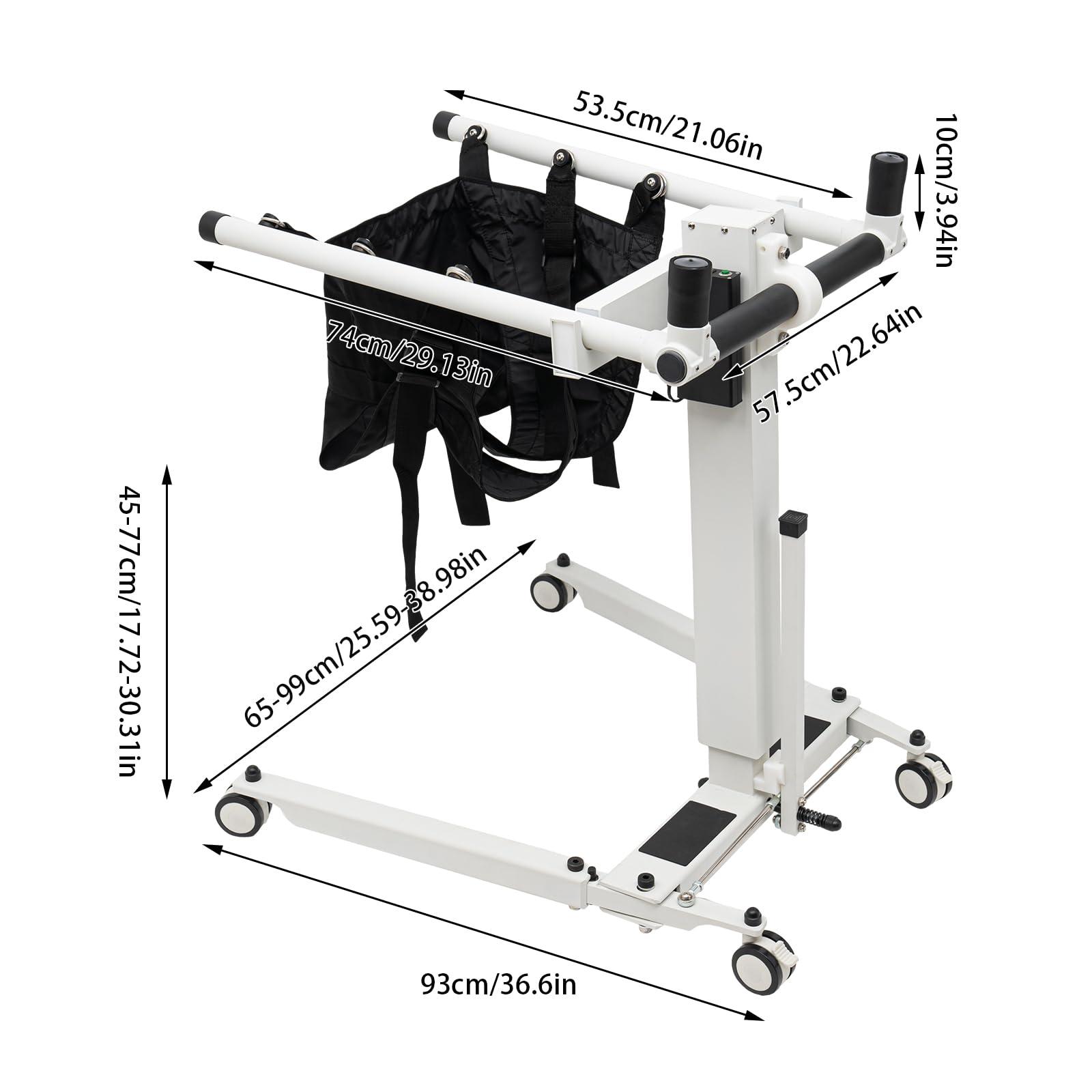 Sallurmose Electric Patient Lift Transfer Chair,Adjustable Portable Patient Lift for Homem,Foldable Patient Lift Aid,Shower Transfer Chair for Seniors/Handicap,Can Be Placed in The Trunk of The Car-Max Load 286.