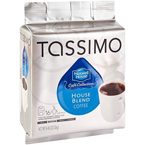 MAXWELL HOUSE Tassimo Maxwell House Cafe Collection House Blend Medium Roast Coffee T-Discs for Tassimo Single Cup Home Brewing Systems (80 ct Pack, 5 Packs of 16 Discs)