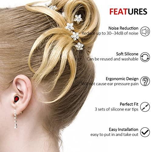 Lichffy Ear Plugs for Sleeping, Reusable Noise Cancelling Ear Plugs, Super Soft Noise Reduction Sleep Earplugs, Silicone Sound Blocking Earplugs for Sleep Snoring Swimming Concert (Black red)