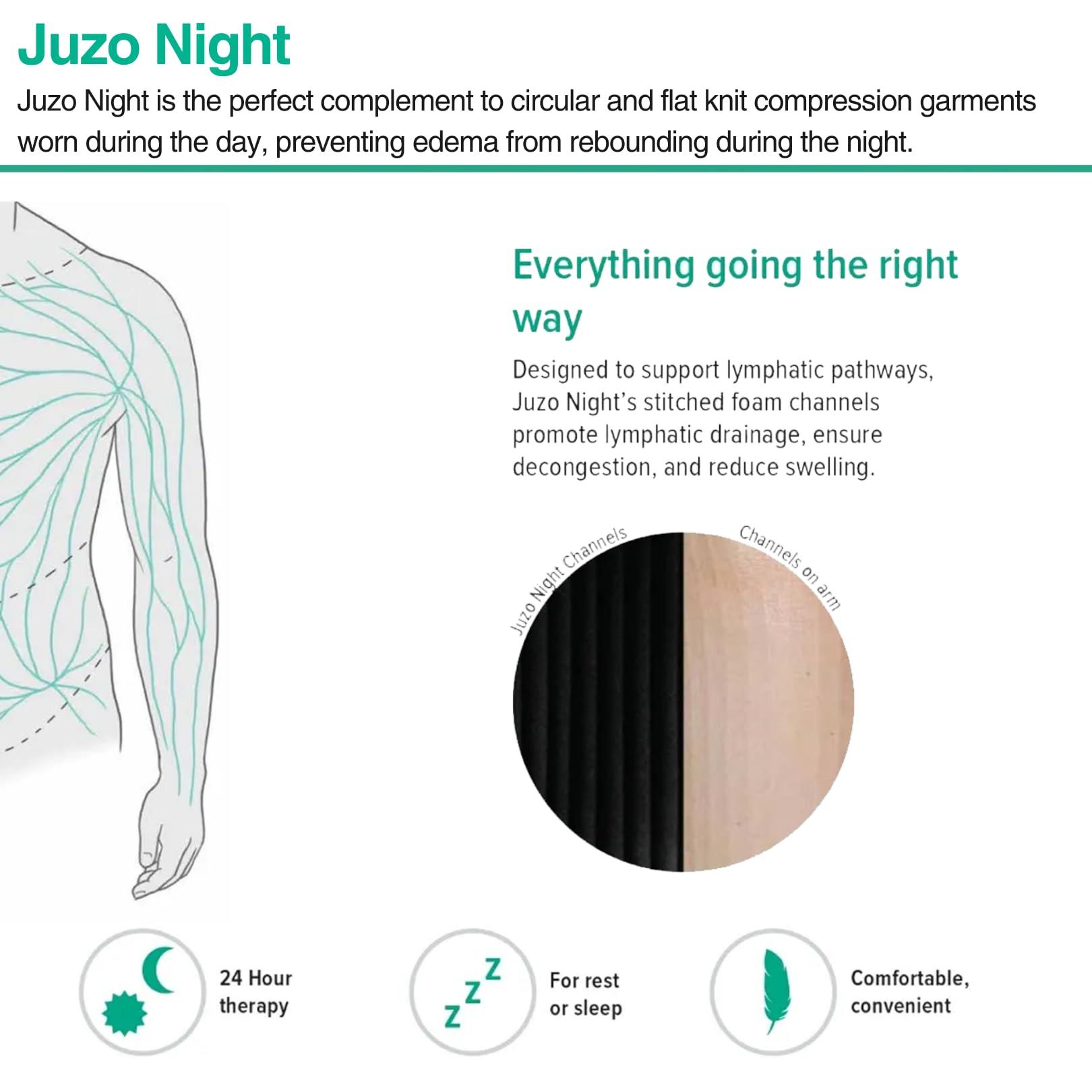 Juzo Juzo Night Compression Arm Sleeve | Arm Sleeves for Men/ Women for Mild to Severe Lymphedema & Lipo-Lymphedema | Thumb Guard, Optional Outer Sleeve & Removable Fasteners | Small (2), Right, Long