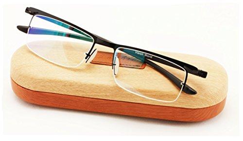Vision World Eyewear Featherweight Half Rim Reading Glasses With Anti-reflective AR Coating and Anti-Slip nose pad. (Black, 2.25)