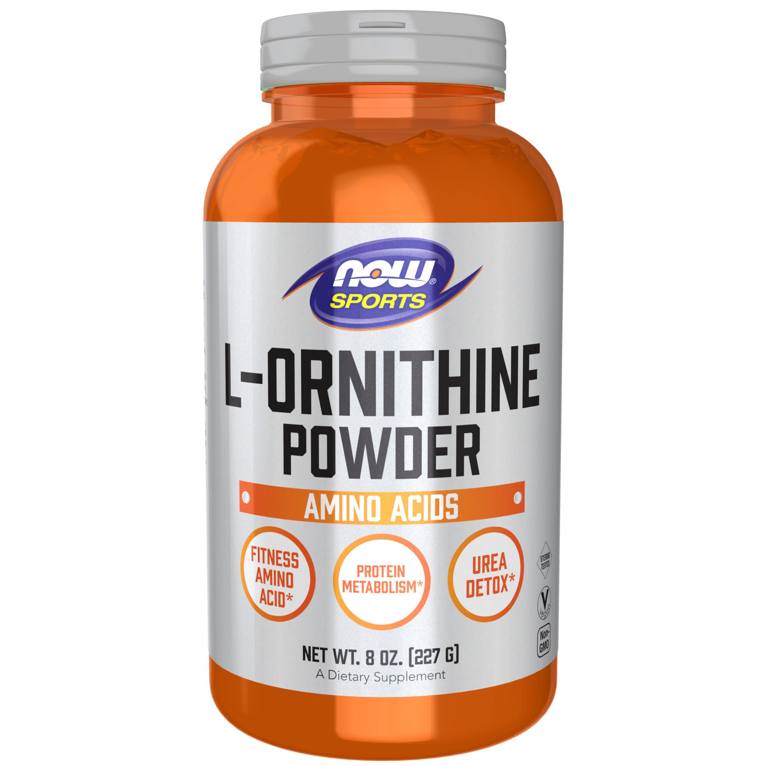 NOW NOW Sports Nutrition, L- Ornithine Powder, Protein Metabolism* and Urea Detox*, Amino Acids, 8-Ounce