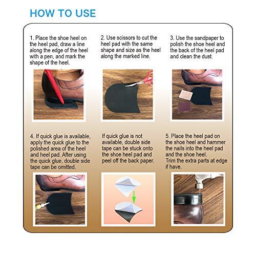 UNIKSTEP Unikstep 2 Pairs Shoe Heel Pads, Shoe Repair Rubber Heels, 3.5mm Thickness Anti Slip Cushion and Protector, Replacement Kit with Nails Sandpapers Self Adhesive Stickers