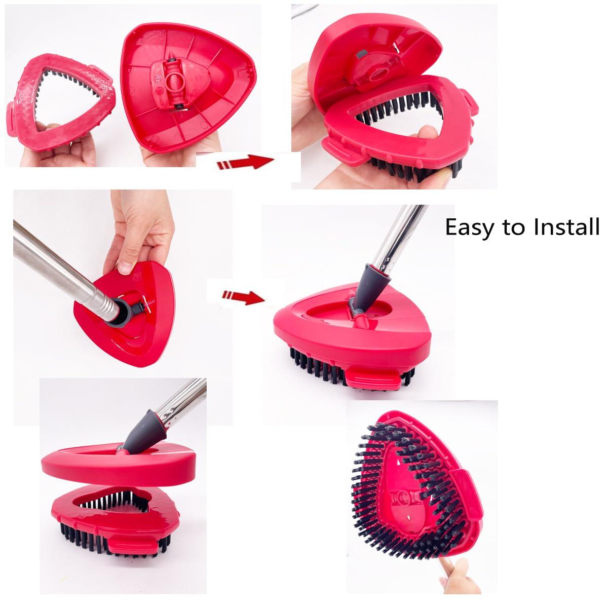 LKBBC Scrub Brush Head for O Cedar RinseClean 2-Tank System, Spin Mop Scrub Brush Head for Floor Cleaning, Triangle Hard Bristle Scrub Brush Head Replacement Attachment for Bathroom and Kitchen