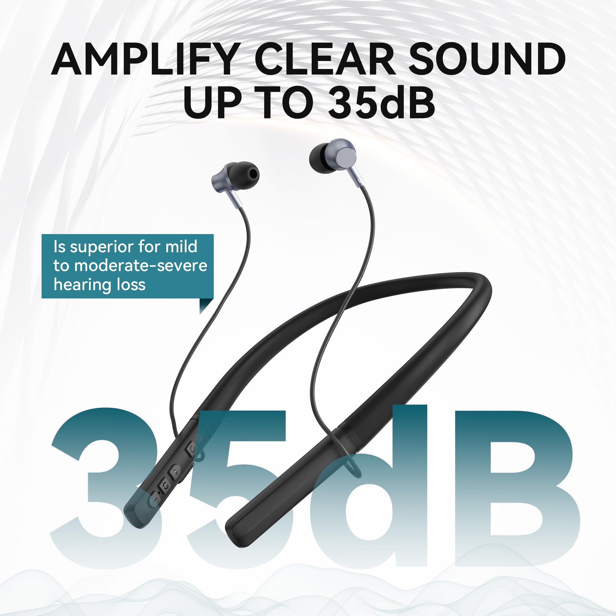 DiGGiNGSOUND DIGGINGSOUND Hearing Aids, Neckband Hearing Aids with Bluetooth, Hearing Aid Amplifier for Seniors with Noise Cancelling, One Charge Used for a Whole Day