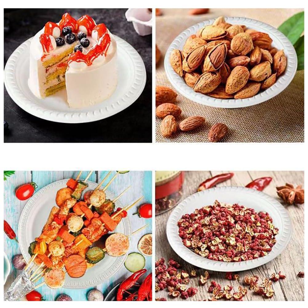 GSHLLO GSHLLO 100 Pcs 4 Inch Small Paper Plates Compostable Dessert Plates Round Appetizer Paper Plates Heavy Duty Cake Plates White Barbecue Plates Party Plate Tableware for Holiday Dinner