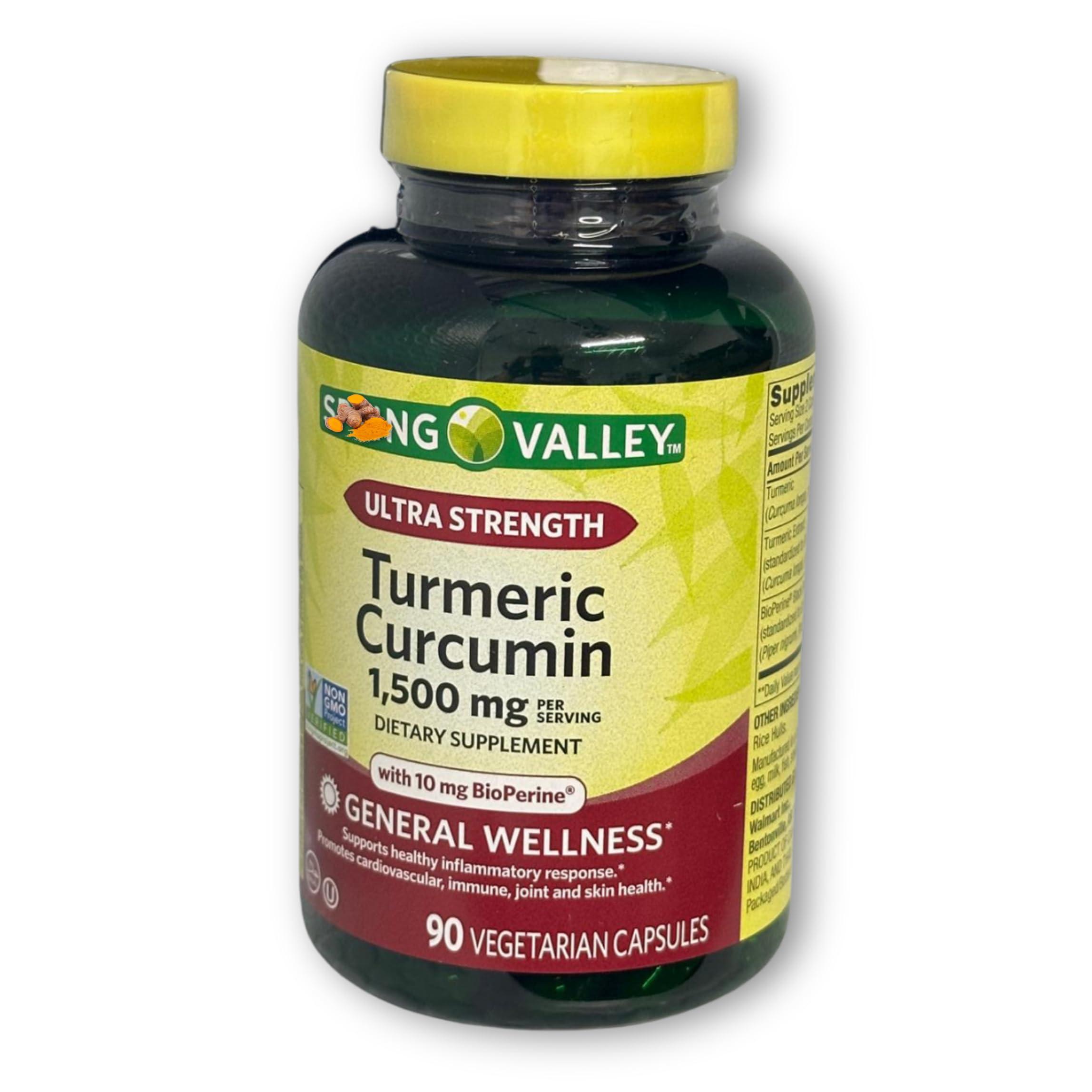 FUSION SHOP STORE Smart choices, meaningful life! Spring Valley Turmeric Curcumin 1500mg- with Black Pepper Vegetarian Capsules, 90ct (Pack of 1), Boxed by Fusion Shop Store