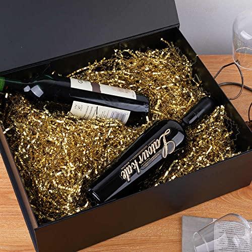 PACKGILO PACKGILO 1 Pcs Matte Black Extra Large Gift Box with Lid, 16.5x13x5.3 Inches, Hard Magnetic Giant Gift Boxes for Presents Clothes Robe Wedding Dress Sweater,Reusable Foldable Bridesmaid Proposal Box