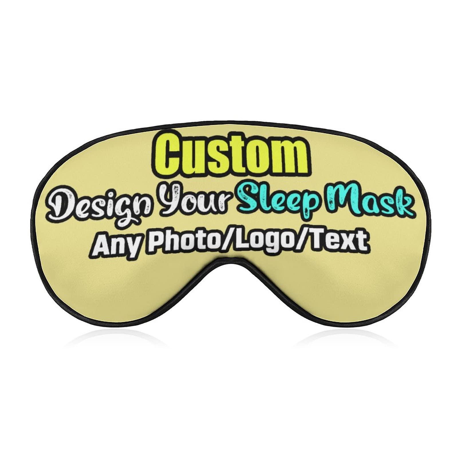 HXHX Personalized Sleep Mask - Custom Eye Mask Add Picture Logo or Text, Adjustable/Soft/Light Blocking, Design Your Own Customized Eye Mask for Kids Women Men Khaki Style17