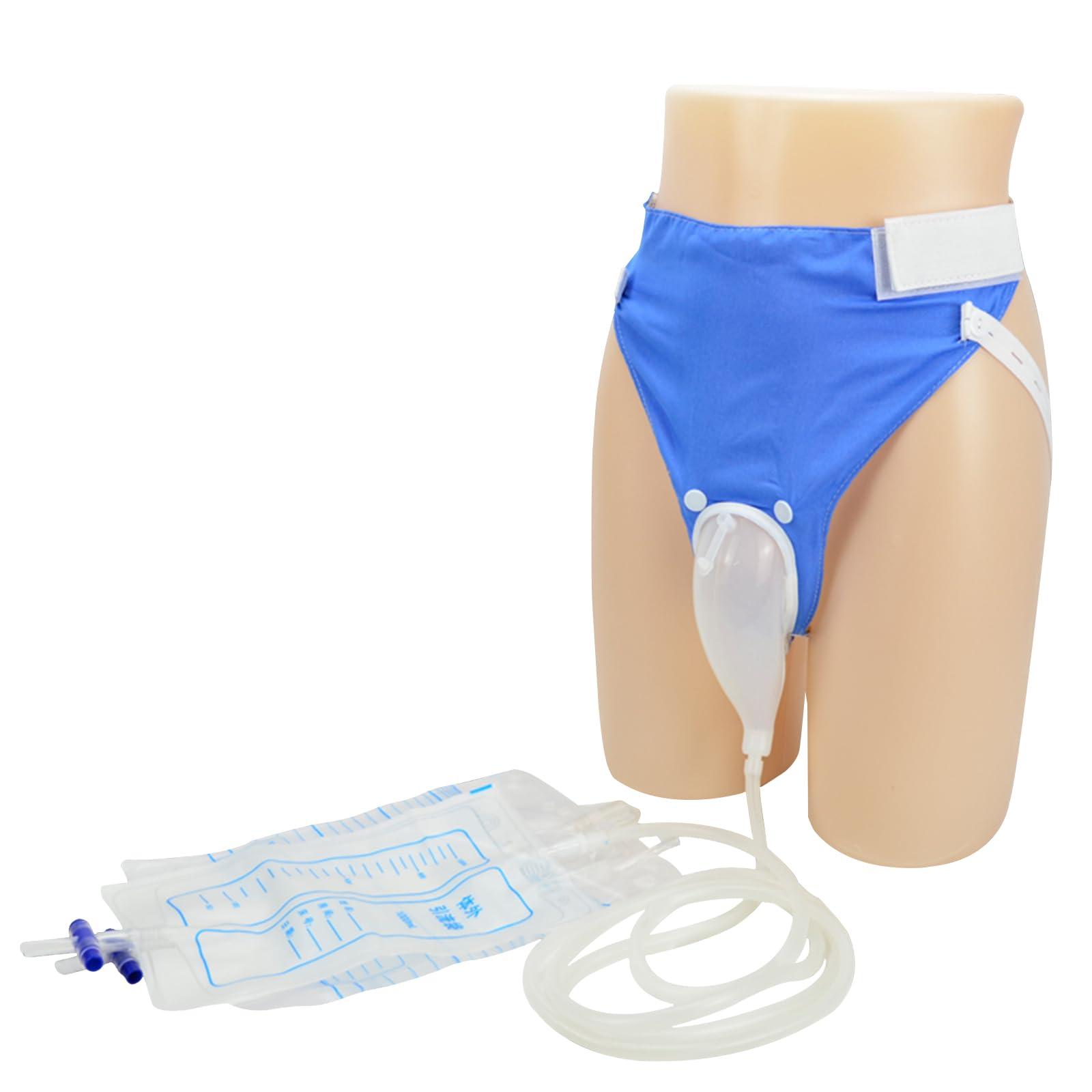 Col-Pary Urine Collection Bag Condom Catheters for Men Reusable Portable Wearable Urinary Drainage with 2 Urine Catheter Bag System (Blue-Elderly Men)