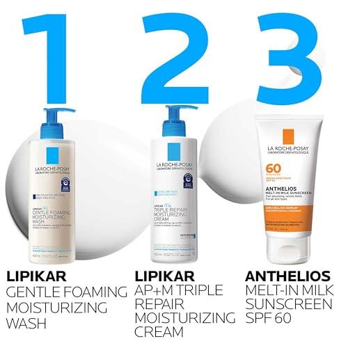 La Roche-Posay La Roche-Posay Lipikar AP+ Gentle Foaming Moisturizing Wash, Shea Butter + Niacinamide + Glycerin, Moisturizing Body Wash For Dry Skin, National Eczema Association Accepted, Soap Free