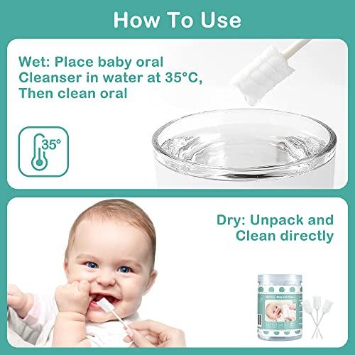 Geyfun Geyfun Baby Tongue Cleaning, 43-Pack Infant Baby Tougue Cleaner, Disposable Baby Gum Brush Newborn Mouth Cleaner Dental Care for 0-36 Month Baby + 1 Finger Toothbrush with Case