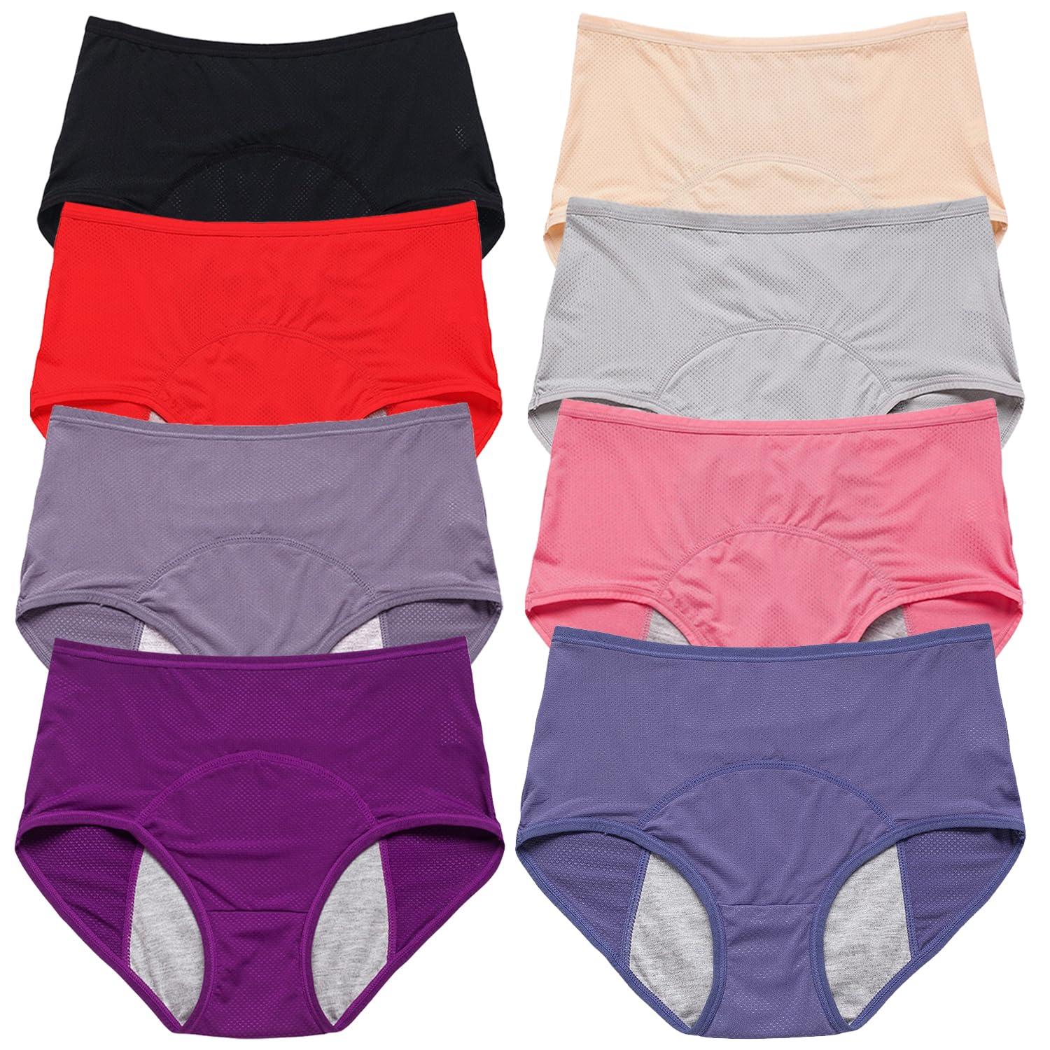 ASSOYEZ ASSOYEZ 2024 Upgrade Leakproof Ladies Underwear, Incontinence Underwear for Women, Leak Proof Panties for Women Over 60 (8Pcs-a,XS)
