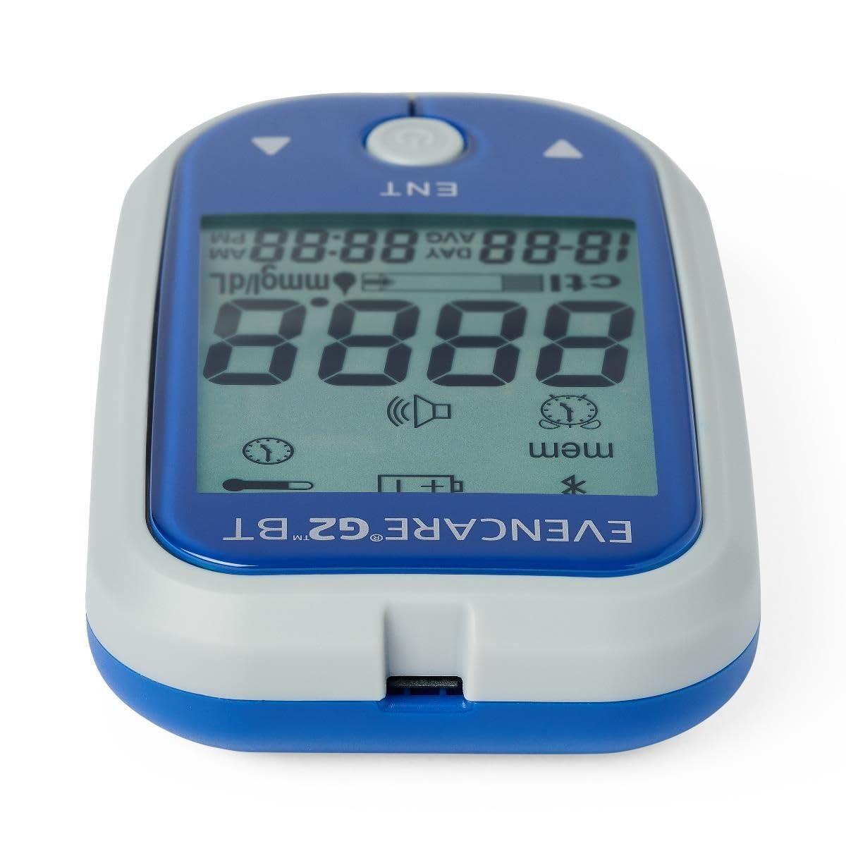 Medline Medline EvenCare G2 Blood Glucose Monitoring Meter with Bluetooth Connectivity Starter Kit with Reusable Lancing Device, 10 Lancets, 10 Test Strips, User\'s Guide, and Carrying Case