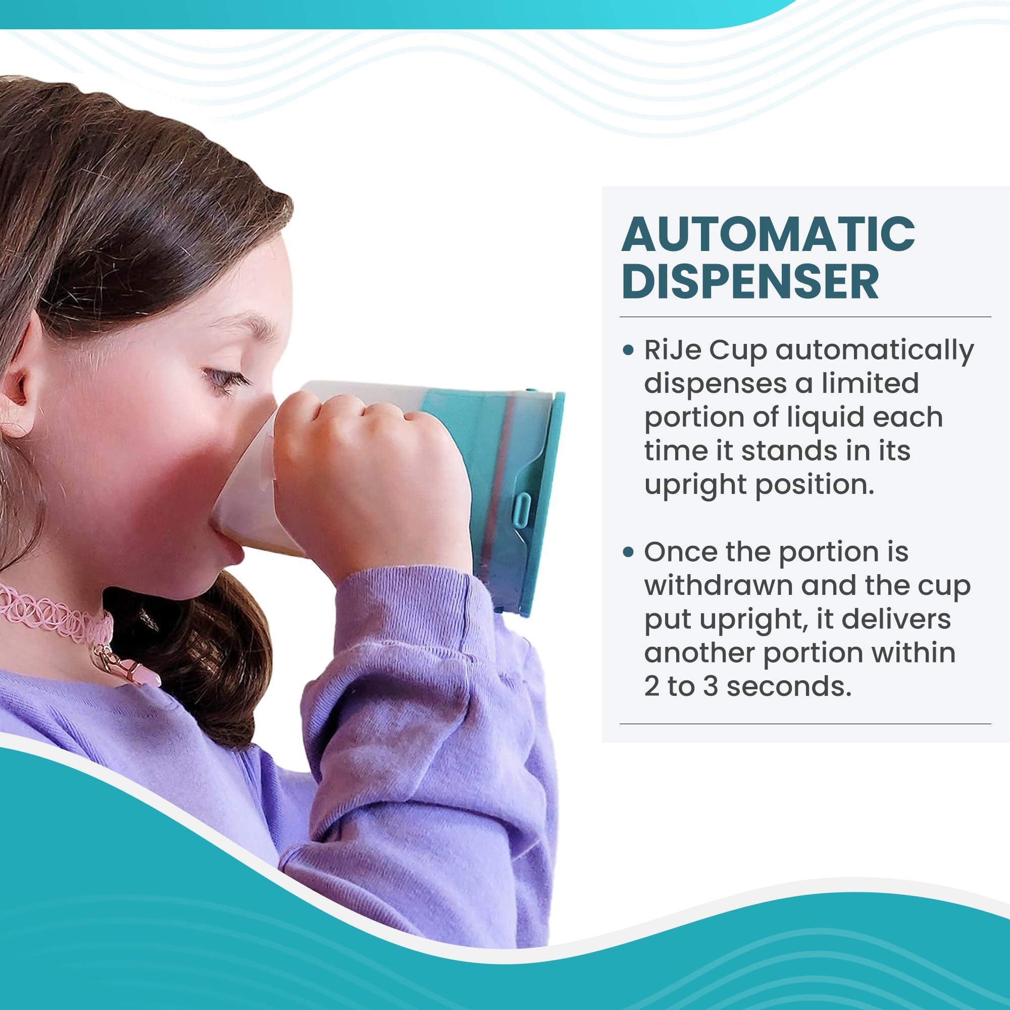 RiJe RiJe Petite Dysphagia Regulating Drinking Cup for Difficulty Swallowing Disorders (5 oz) Controlled Sips Cup Prevents Aspiration - 2 Handles for Secure Grip - Adjustable 4cc-12cc, Made in Canada