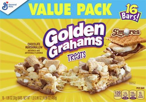Golden Grahams Golden Grahams Breakfast Cereal Treat Bars, S\'mores, Snack Bars, 16 ct
